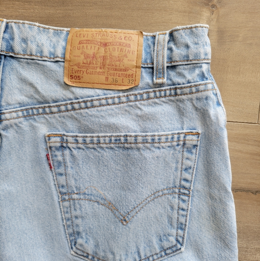 Y2K Levi 505 Red Tab Men's 36 x 32 Light Denim Jean 1998 READ
